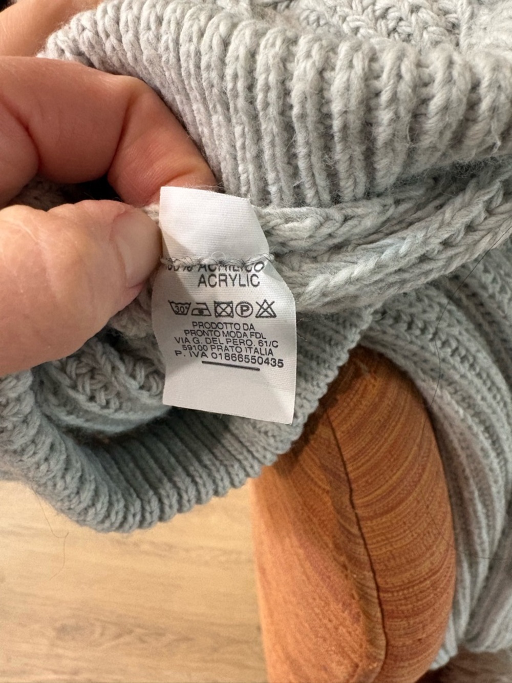 SALE 🌟 MADE IN ITALY | Cozy Knit Wide Leg Pants in Light Grey - Picture 3 of 3